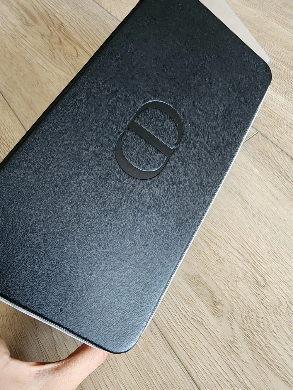 Dior Black Leather Rectangle Makeup Vanity Hard Case CD Logo With Sample Gift